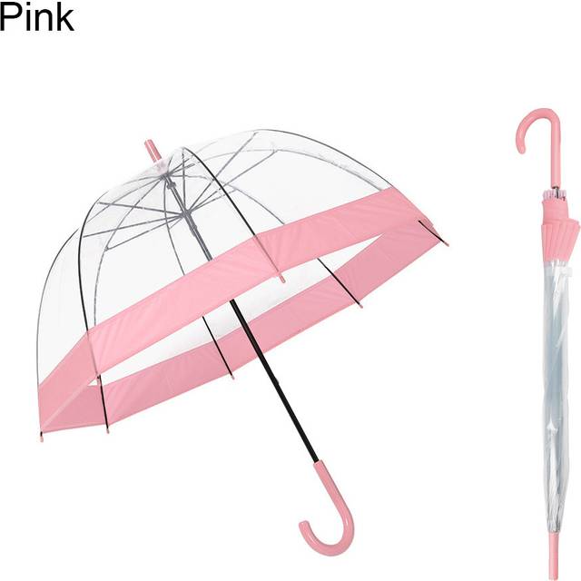 TEMU Transparent Dome Umbrella Large Clear Long Plastic Pvc Umbrella Handle Waterproof Transparent Umbrella