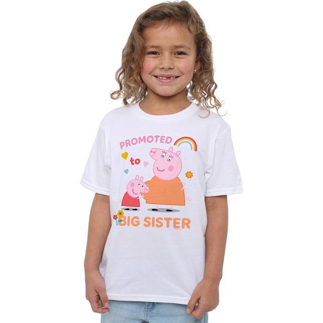 Peppa pig promoted to big sister kids t-shirt 3-13 years, white