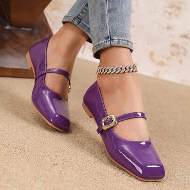 SHEIN 2024 Women&#39;s Vintage Square Toe Mary Jane Flats,Versatile Spring/Autumn Shoes, Plus Size, 2025 New One-Strap Buckle Flat Shoes