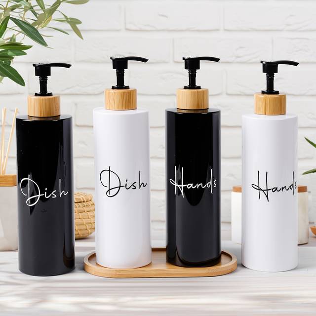 TEMU 2pcs Black Refillable Soap Dispenser Pump -convenient Hand And Dish Soap Bottle For Bathroom Accessories,bathroom Organizers & Storage, Home Decor, Furniture For Home