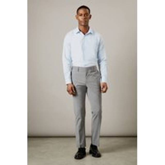 Mens Grey Textured Tailored Fit Suit Trousers - 32S