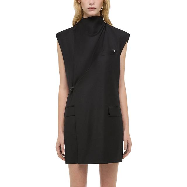 Sleeveless Cowl-Neck Blazer Dress - black - 001 - X-Large