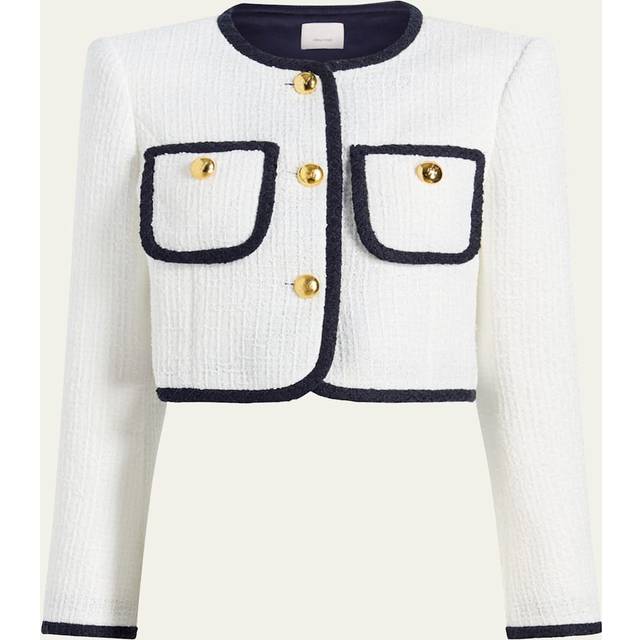Auden Contrast Bouclé Cropped Jacket - WHITE/NAVY - 12
