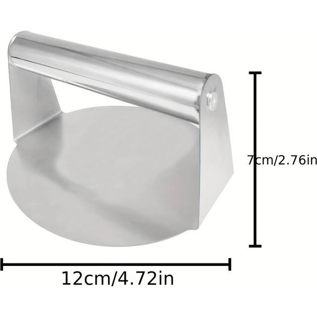TEMU 1pc Stainless Steel Burger Press - 6in Hamburger Patty Maker For Perfect Beef , Sliders, And Steaks | Ergonomic Handle & Flat Surface For Meat Pressing | Ideal Bbq Kitchen Tool