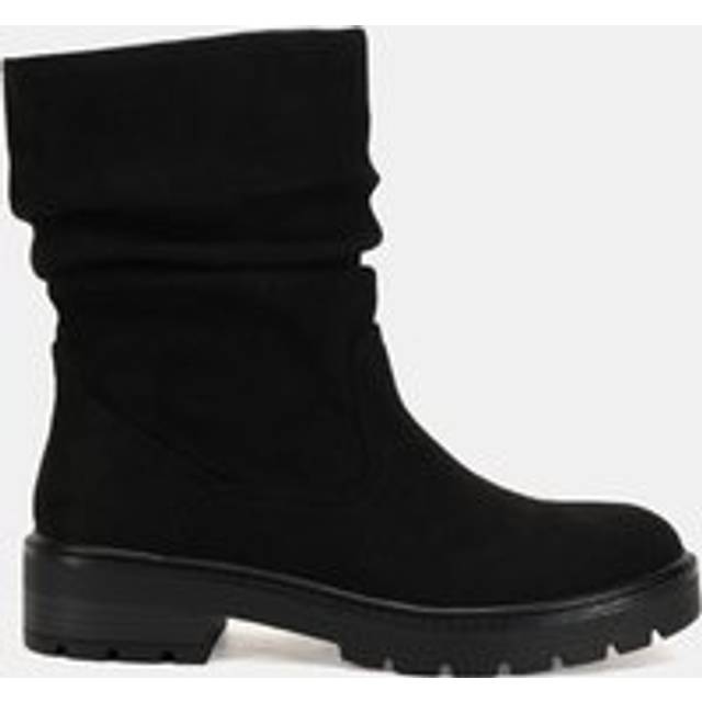 Galaxy' Chunky Ruched Ankle Boot - Black - 6