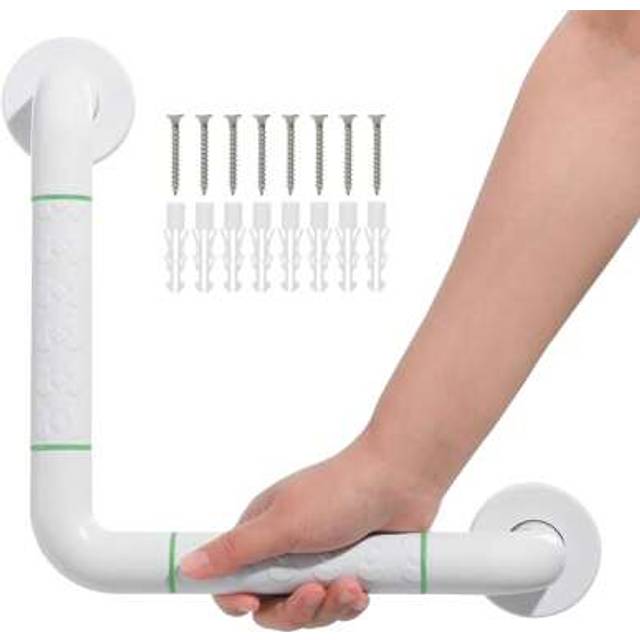 SHEIN Anti Bathroom Grab Rail,90Â° Detachable Right Angle White Stainless Steel Shower Hand Rail,Safety Hand Rail Support For Elderly, Children And Disabili