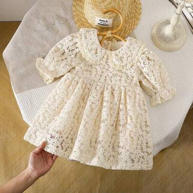 SHEIN 1pc Girls Embroidered Mesh Ruffle Collar Dress, Elegant Formal Short Sleeve Frock For Toddler & Little Girls, Suitable For Party, Birthday, Wedding
