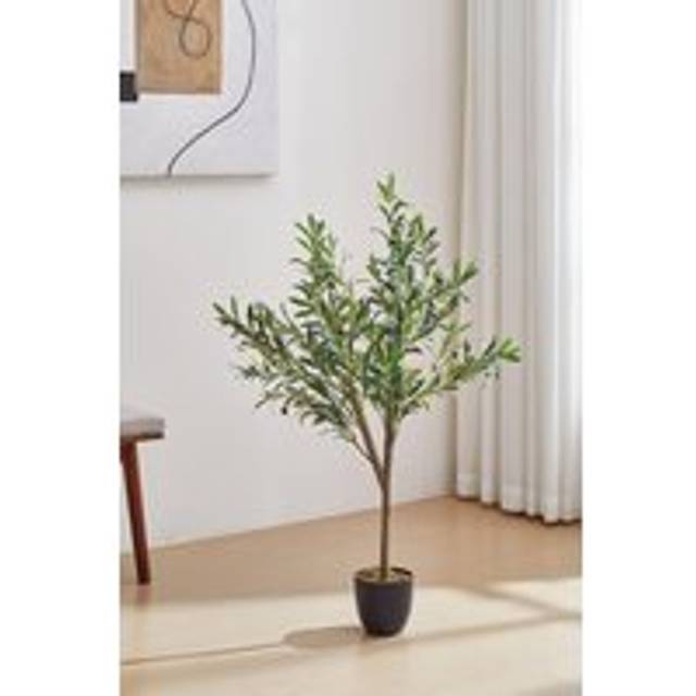 1.2m H Artificial Two Branches Olive Tree Decorative Plant - Green - One Size