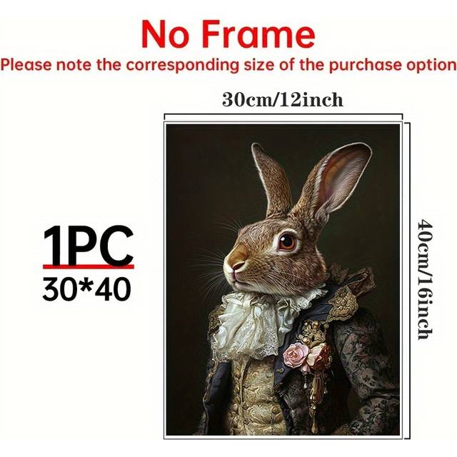 TEMU 1 Canvas Poster Featuring A Victorian- Anthropomorphic Female Rabbit - Ideal For Decorating Living Rooms, Studies, Rooms, Bars, Garages, Nurseries, Bathrooms, Bedrooms, And As For Wall Displays.