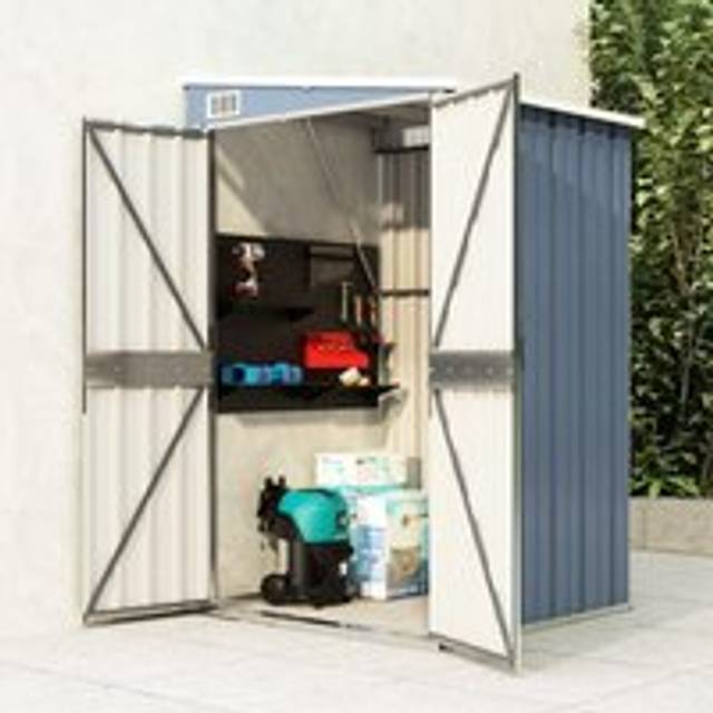 Wall-mounted Garden Shed Grey 118x100x178 cm Galvanised Steel - One Size