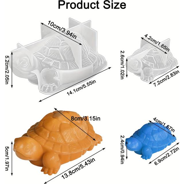 TEMU 2pcs-turtle Resin Mold, 3d Animal Epoxy Resin Silicone Mold, Turtle Candle Mold, Diy Resin Decoration Mold, For Resin Crafts, Candlestick, Home Decoration