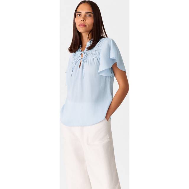 Whistles Tie Front Frill Sleeve Top
