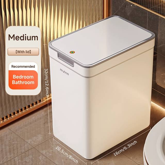 TEMU Joybos Large-capacity Trash Can With Lid - Press & Seal, Odor-blocking, Wall-mountable Or Freestanding For Kitchen & Bathroom, , Cleaning Supplies