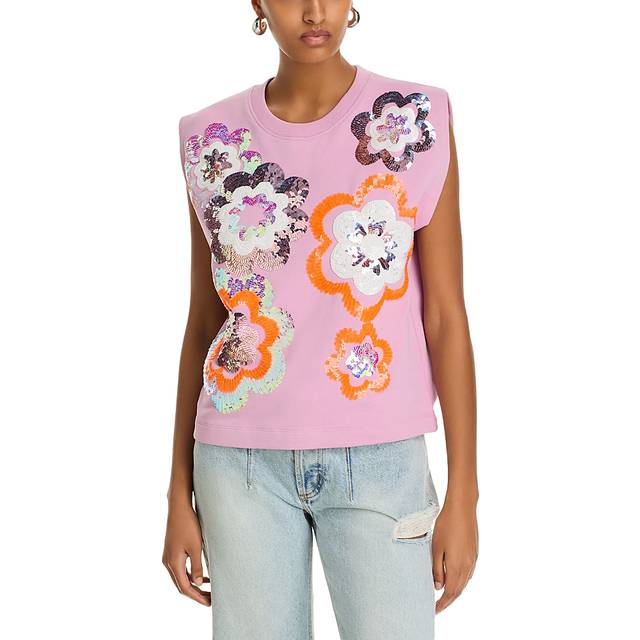 Hitalian Sequined Sleeveless Sweatshirt - PINK LAVENDER - 3