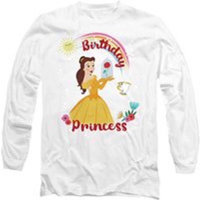 Beauty and the Beast Birthday Princess With Belle And Chip Long Sleeve T-Shirt, White