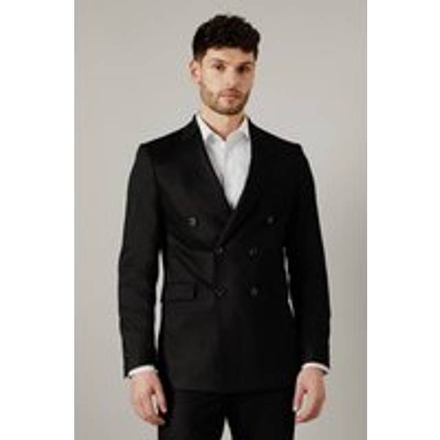 Mens Black Herringbone Double Breasted Blazer - 36R