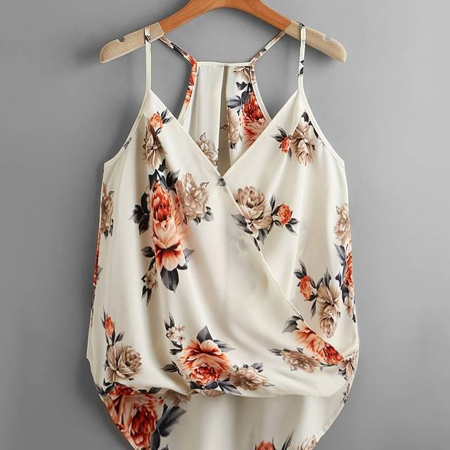 TEMU Women's Floral Print Bohemian Sleeveless Tank Top - Lightweight Polyester, Thin Straps, Machine Washable, Spring/summer/fall Casual Wear