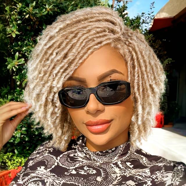 TEMU Women's Afro Curly Dreadlock Wig, Fiber, Basics Style, Synthetic Hair Wig With Cap For Ladies