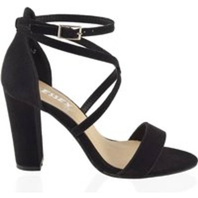'Briella' Strappy High Block Heel Sandals - Jet Black - 5