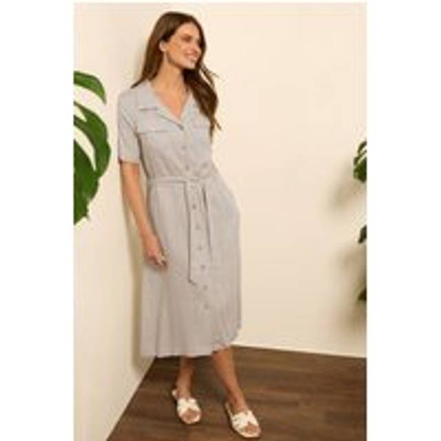 M&Co Natural Brown Linen Shirt Dress 18 M&Co Womens