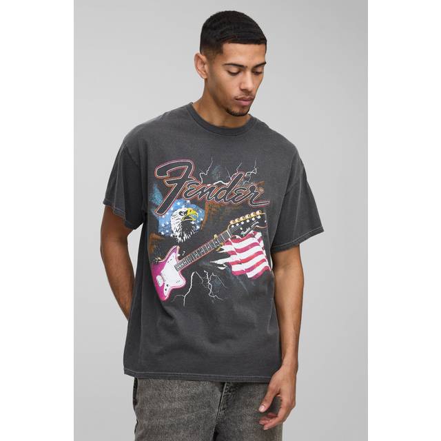 Oversized Fender License Washed T-Shirt - Grey - L