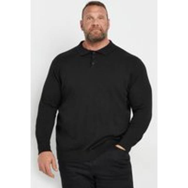 BadRhino Long Sleeve Knitted Polo Shirt - Black, Black, Size 2Xl, Men - 2XL