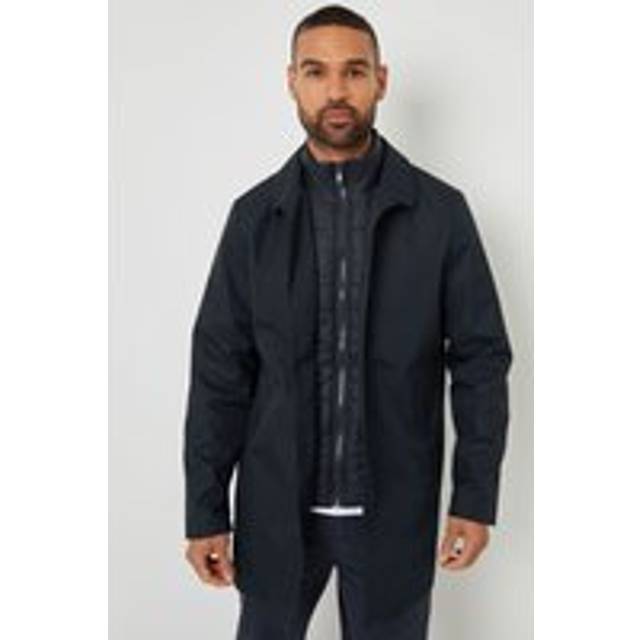 Collared Mock Layer Mac Coat - Navy - L