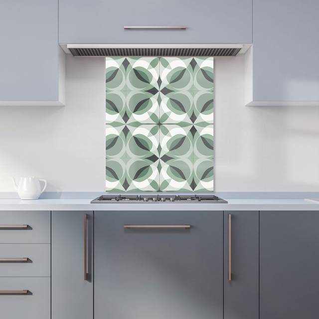 Warren Reed - Designer Geometric Green Grey Kitchen Splashback W600Mm X H600Mm, Multi