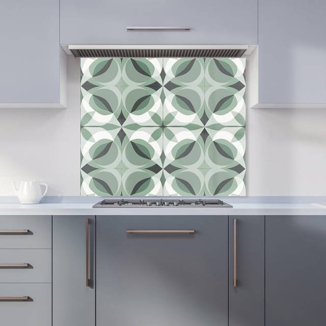 Warren Reed - Designer Geometric Grey Green Kitchen Splashback W900Mm X H750Mm, Multi