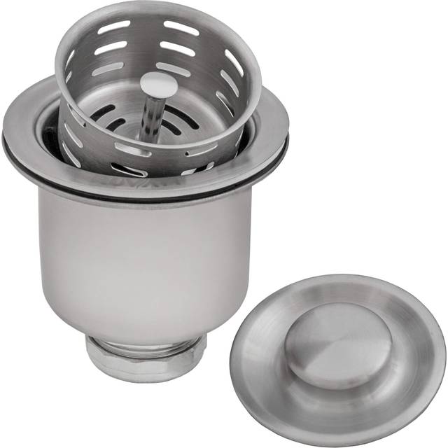 Ruvati USA RVA1027ST 3.5 in. All Metal with Stopper Stainless Steel Deep Basket Strainer Drain for Kitchen Sinks