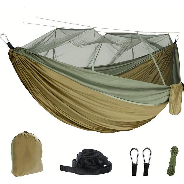 TEMU 3-in-1 Hammock With Net - Double Camping Hammock For Backpacking, Travel, And Park