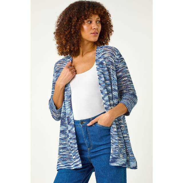 Roman Blue Space Dye Knit Cardigan - Size 16