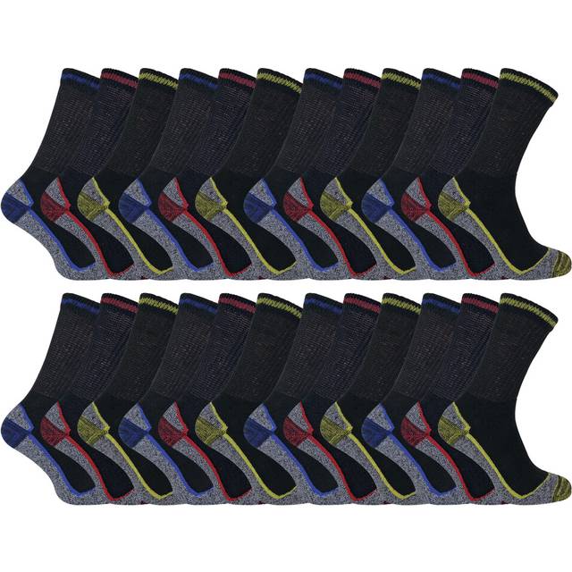24 Pairs Multipack Soft Breathable Bamboo Work Socks - 4-7