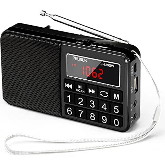 PRUNUS J-429SW Small Radio Portable AM/FM/SW, Digital Radio Rechargeable with AUX/SD/TF/MP3 Speaker. radios portable with Large Button and Large