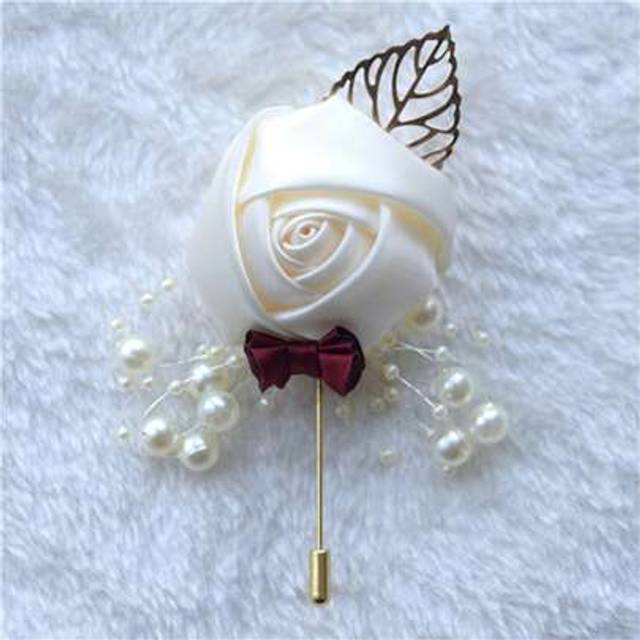 SHEIN Wedding Corsage Flower Silk Rose Groom Boutonniere Buttonhole Pin Boutonniere Men Wedding Planner Marriage Corsage Flower Wedding Flower Prom Party(Th