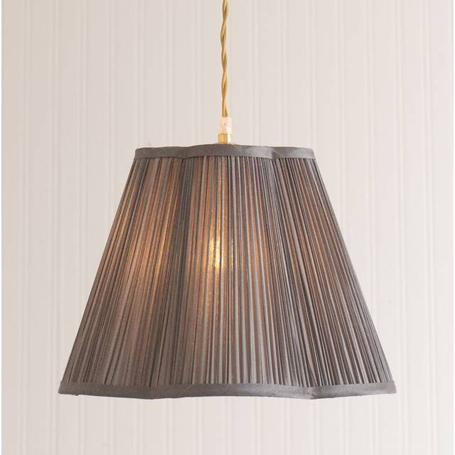 Loralei Dark Grey Pleated Faux Silk Scalloped Easy Fit Lamp Shade - Large
