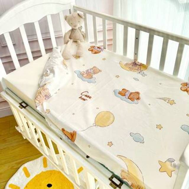 SHEIN 1pc Baby Crib Sheet Animal Printed Soft Fiber Breathable Absorbent Unisex Nursery Bedding, Suitable For Boys And Girls, All Seasons, Changing Pad Cove