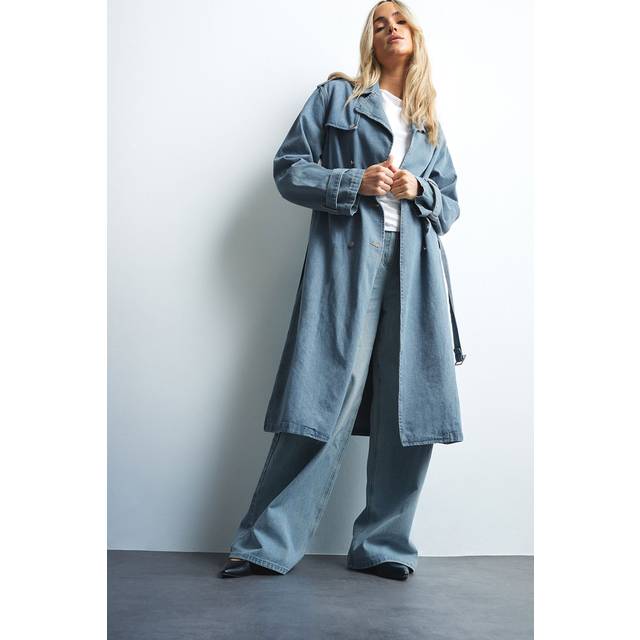 Lts Tall Light Blue Denim Trench Coat 10 Lts | Tall Women's Midi Coats