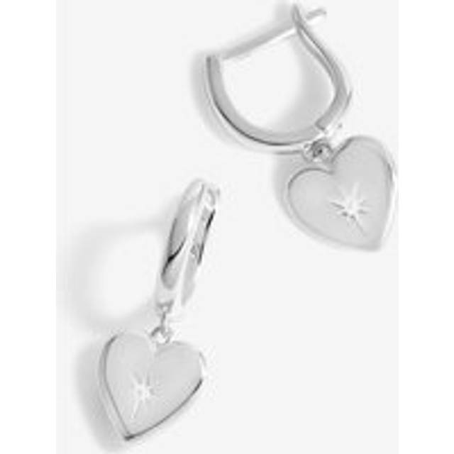 Simply Silver Starburst Heart Hoop Earrings, Silver