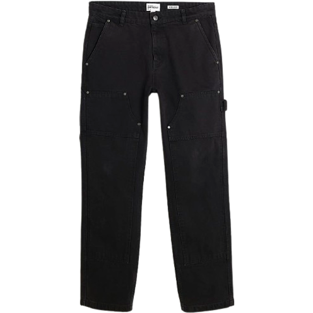 Mens River Island Black Straight Leg Carpenter Jeans - 28XS