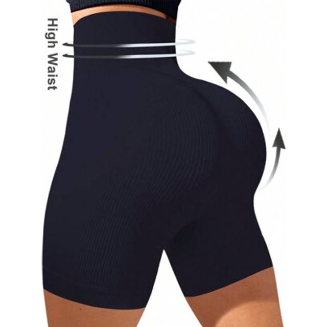 SHEIN Minimalist Solid Color High Waist Seamless Sports ShortsWomen Sweat Short, Gym Short, Biker Short