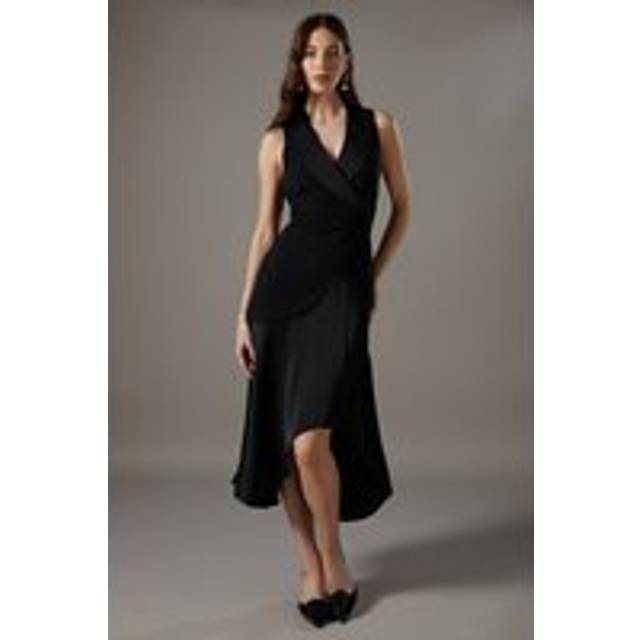 Tux Sleeveless Midi Dress - Black - 10