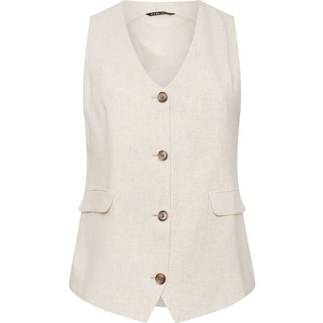 Yours Curve Natural Brown Linen Waistcoat, Women's Curve & Plus Size, Yours - 22
