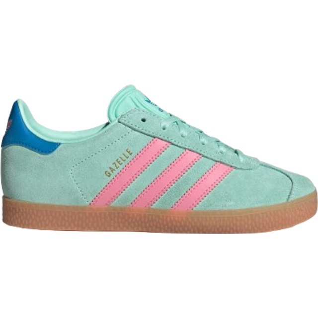 Adidas Originals Younger Kids Gazelle Trainers in Green/Blue | Size 2 | Rubber