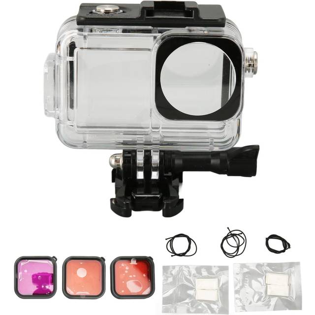 Camera Dive Case 196ft Water Resistant Action Camera Housing with 3 Filters Fog Proof Sheet for