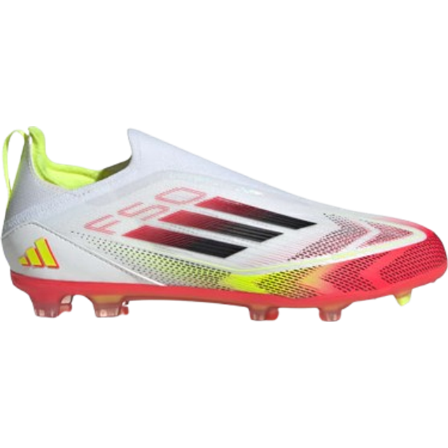 adidas F50 Elite Laceless Firm Ground Kids Støvler - Cloud White/Core Black/Solar Yellow