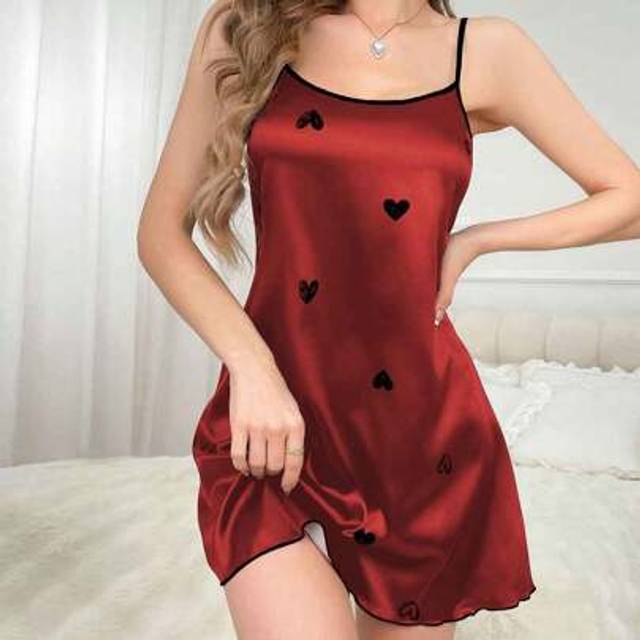 SHEIN Minimalist Heart Print Camisole Nightdress, Fashionable & Suitable For Summer Luxeloungewear