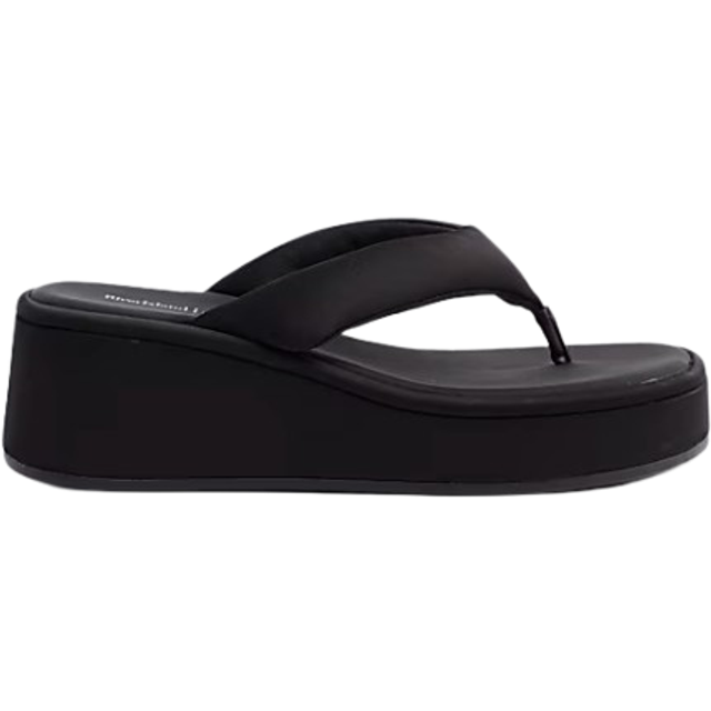 River Island Womens Black Toe Thong Wedge Sandals - 4