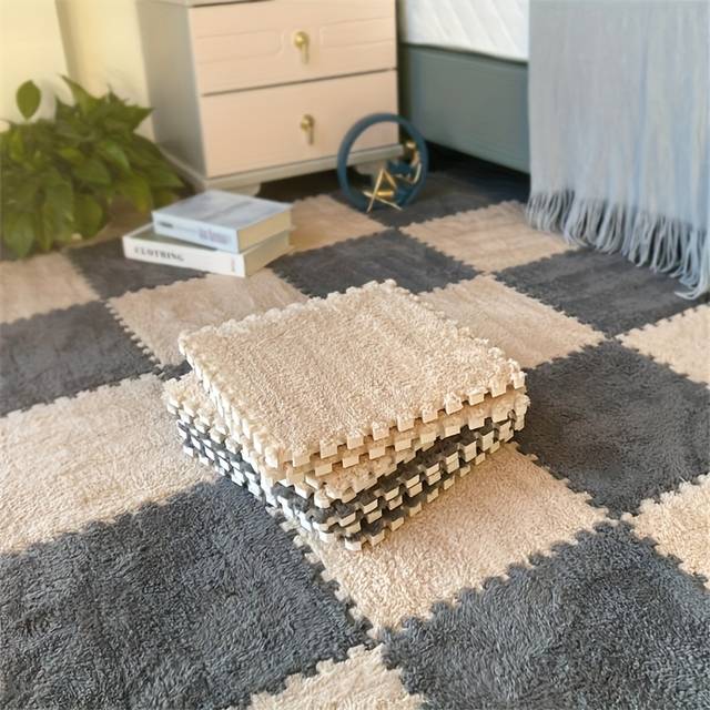TEMU 20pcs Polyester Area Rug Tiles, Machine Made, Hand Wash Only, And Easy To , Living Room, Bedroom, And Room Decor, 11.8x11.8 Inches