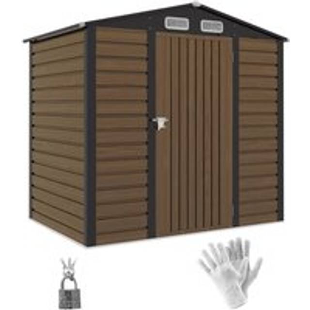 Outsunny 6.2 x 4.3ft Garden Metal Shed with Vent for Garden - Patio - Oak | TJ Hughes